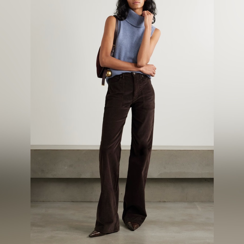 Veronica Beard Crosbie cotton-blend corduroy wide-leg pants chocolate brown